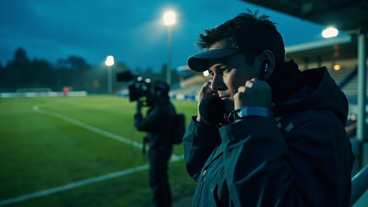 Sideline reporter at the touchline