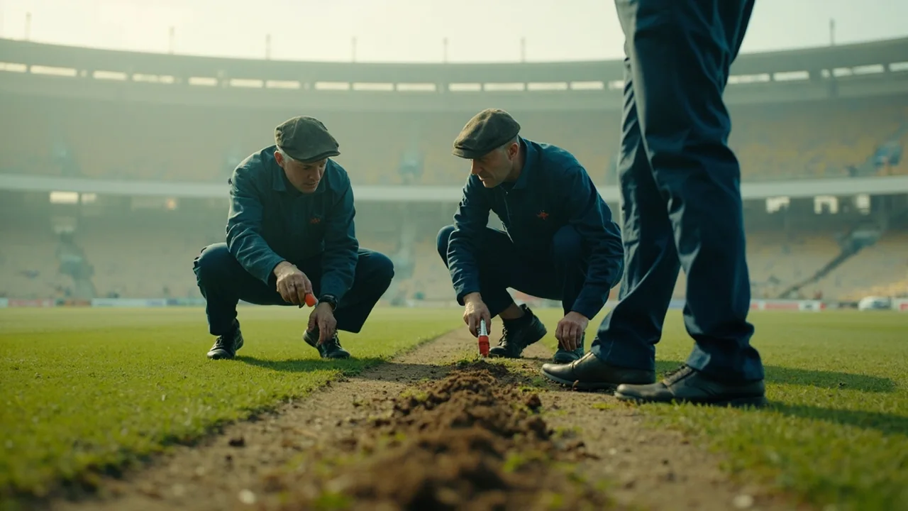Cricket pitch inspection