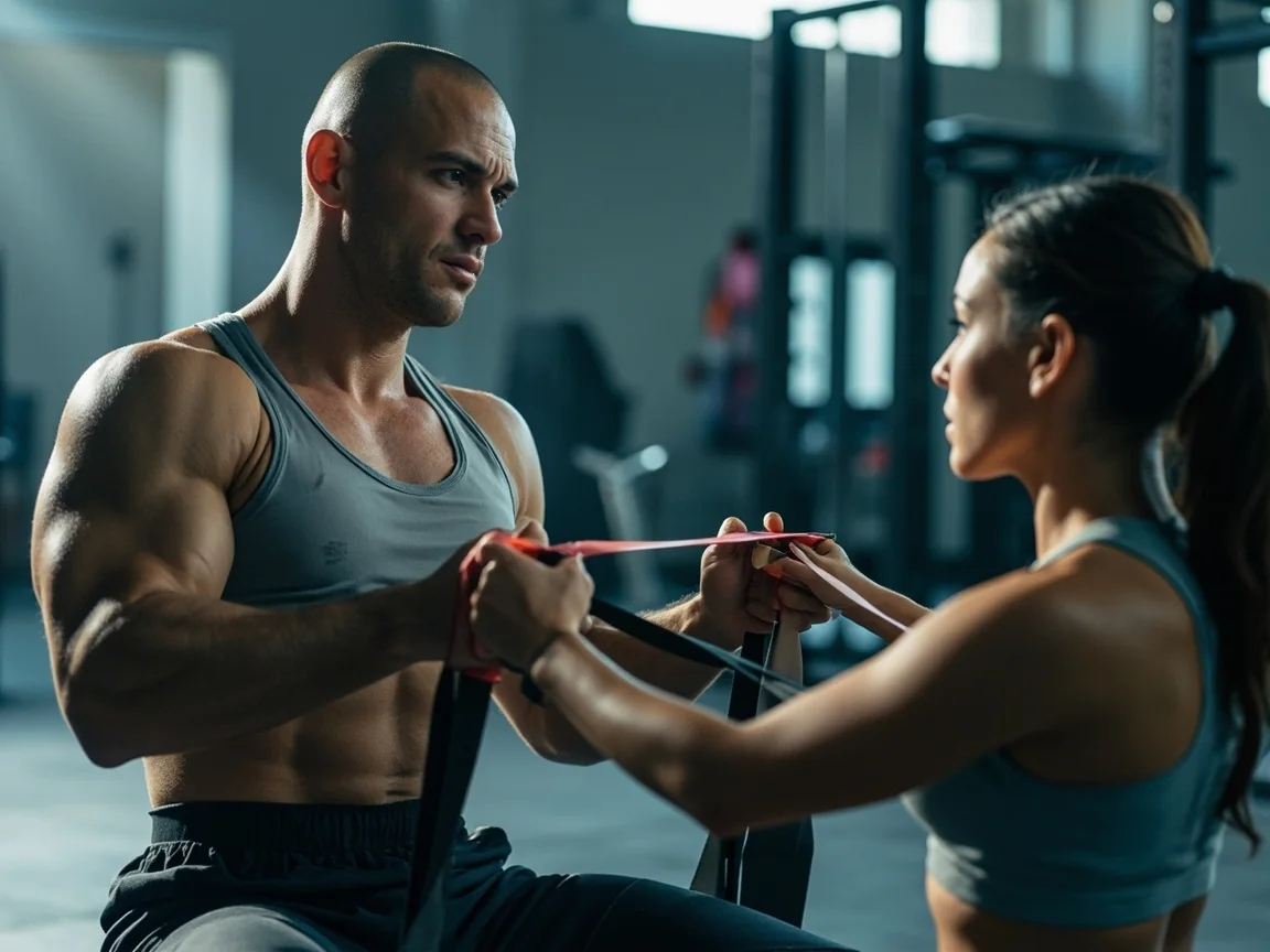 Athlete working with a physio